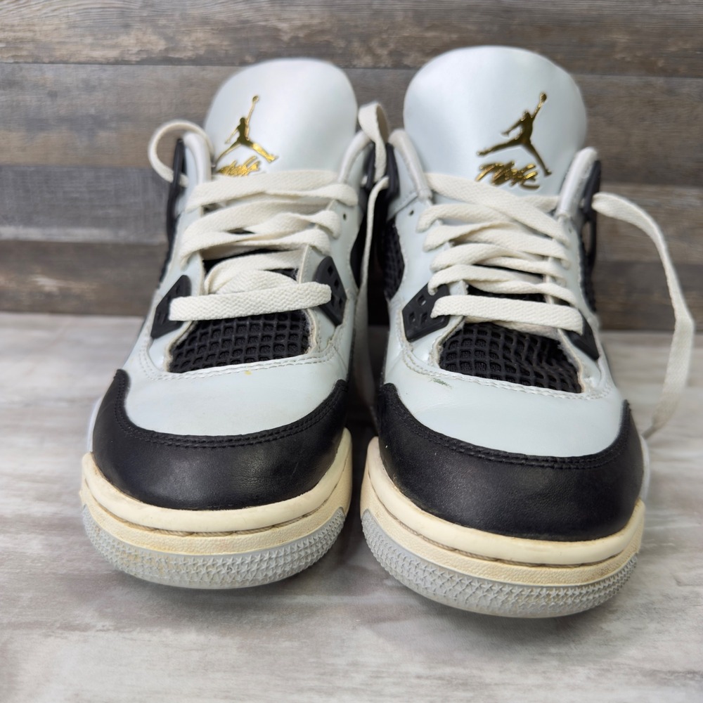 Jordan 4 Retro Metallic Gold Kids Size 5.5Y Sneakers FZ8585-070 White Black - Picture 4 of 12